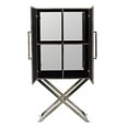 thumbnail image 3 of A&B Home Freestanding Cabinet with X-Frame Base and 2 Textured Print Doors - Steel and Light Brown Finish, 3 of 6