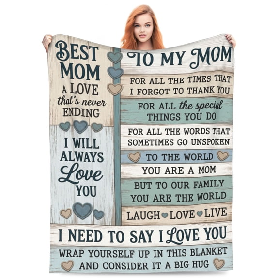 Mom Blanket Flannel Cozy Pastel Heart Pattern All Season Throw Soft Warm Cozy Plush Home Decor for Couch and Bed 50x40