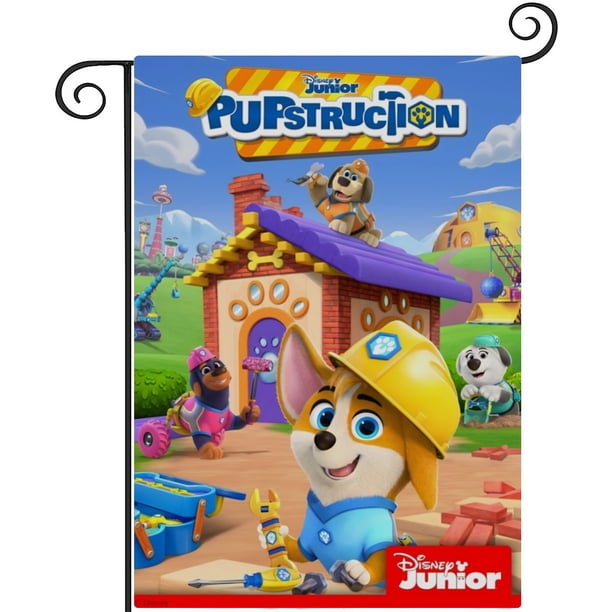 Pupstruction-bandera de jardín temática. Regalo perfecto para fans, amigos y familiares, ideal para actividades al aire libre y decoración de fiestas.28CM*45CM