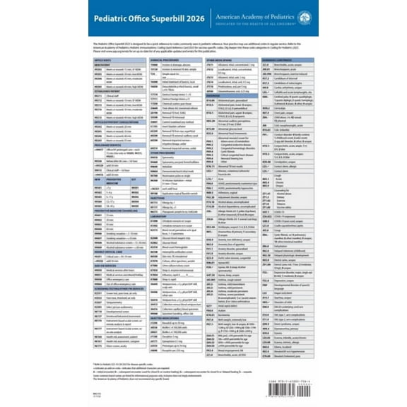 Pediatric Office Superbill 2026, (Hardcover)