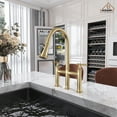 thumbnail image 4 of CASAINC Double Handle Bridge Kitchen Faucet with Pull Down Sprayer, Deck Mounted, Brushed Gold, 4 of 4