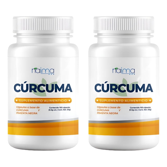 Cúrcuma Con Pimienta Negra 500mg -2 Frascos- 100 Cápsulas Cu Sin Sabor