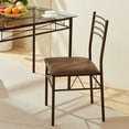 thumbnail image 6 of VECELO 5 Piece Dining Table Set, Glass Top Table & 4 Chairs for Dining Room, Kitchen Dining Room Table and Chairs Set for 4, Brown, 6 of 7