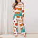 thumbnail image 2 of Balery Fall Pumpkins Conjunto de Pijama con Estampado para Mujer, Conjunto de Dos Piezas con Manga Larga, Ropa de Dormir Suave con Bolsillos, Pijamas Cómodos-Large, 2 of 7