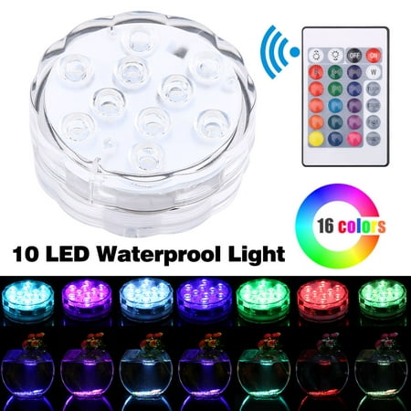 Submersible 10 LED Multicolor Waterproof Light RGB for Vase Wedding Party Fish Tank Decoration, Underwater Light, Underwater Vase Light
