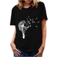 thumbnail image 1 of Hauts d'Été pour Femmes 2022 Manches Courtes Imprimé Mode Décontracté T-Shirts Tunique Col Rond Ample Blouses d'Entraînement, 1 of 3