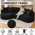 thumbnail image 6 of NeoKo 121" Curved Sectional Sofa with Chaise, Oversized L Shaped Couch in a Box with Curved Arm & Cushions, Cloud Sofa for Living Room Bedroom, Modern, Corduroy, Overstuffed, No Assembly, 6 of 8