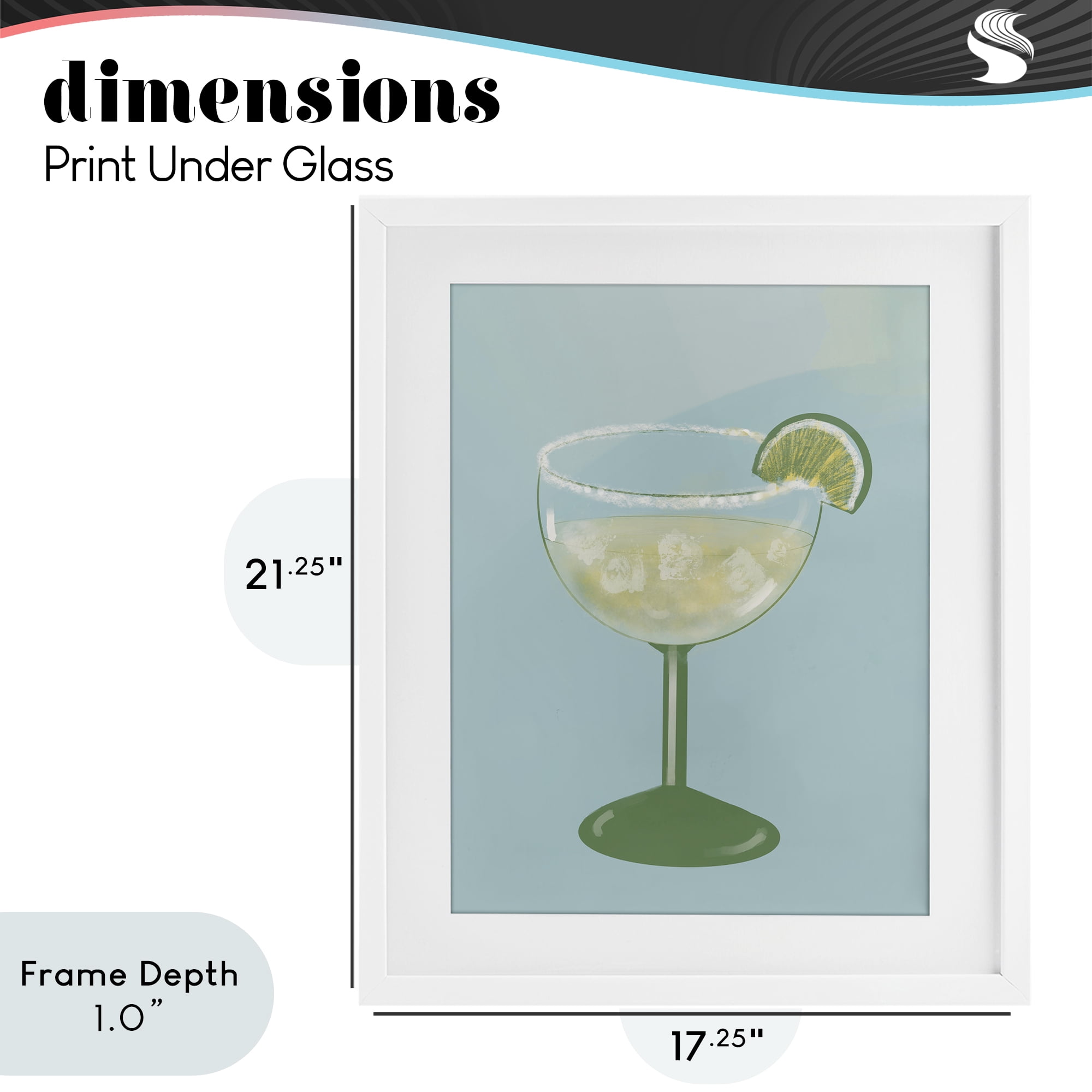 Stupell Industries Margarita Glass over Blue White Framed Print Under Glass, design by Robin Maria
