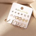thumbnail image 5 of Conjunto de pendientes para mujer, aretes geométricos Retro coreanos, compatibles con pendientes de perlas de Metal pequeños de oro coreano, joyería de tendencia, 5 of 5