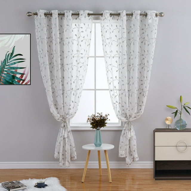 CAROMIO Grommet Top White Sheer Curtains Bedroom Window Curtain