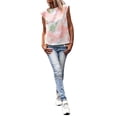 thumbnail image 3 of QAFOPEH Women Round Neck Short Sleeve Tie Dye Printed Colorblock Top, 3 of 3