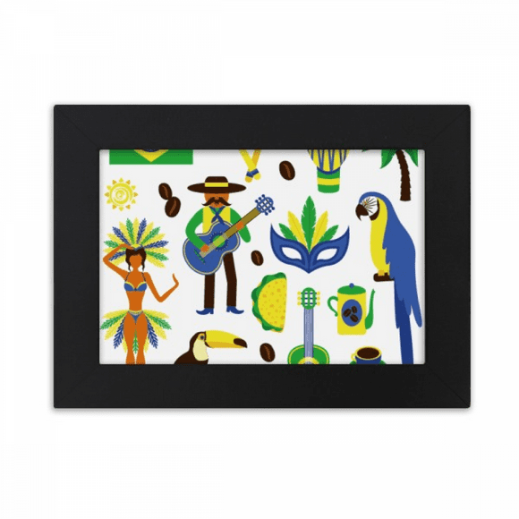 Soccer Parrot Guitar Coffee Brazil Desktop Photo Frame Ornaments Picture Art Painting