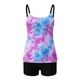 thumbnail image 4 of QUNYINEY 2 Piece Womens Tankini Swimsuits Tummy Control Tie Dye Beach Swimwear High Waisted Crew Neck Modest Swimsuit Sets, 4 of 8