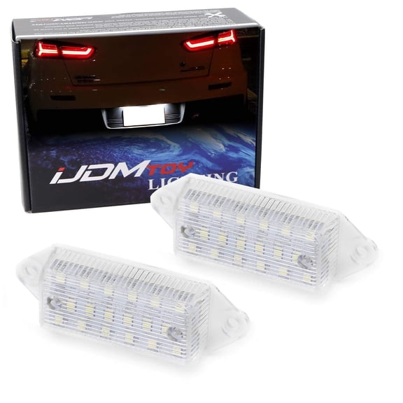 OEM-Fit 3W Full LED License Plate Light Kit For 2001-17 Mitsubishi Lancer & Evolution X, Powered by 18-SMD Xenon White LED