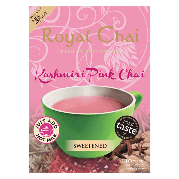 ‎Royal Chai | Kashmiri Pink Chai Sweetened | 10 Count Single Box | Premium Instant Tea