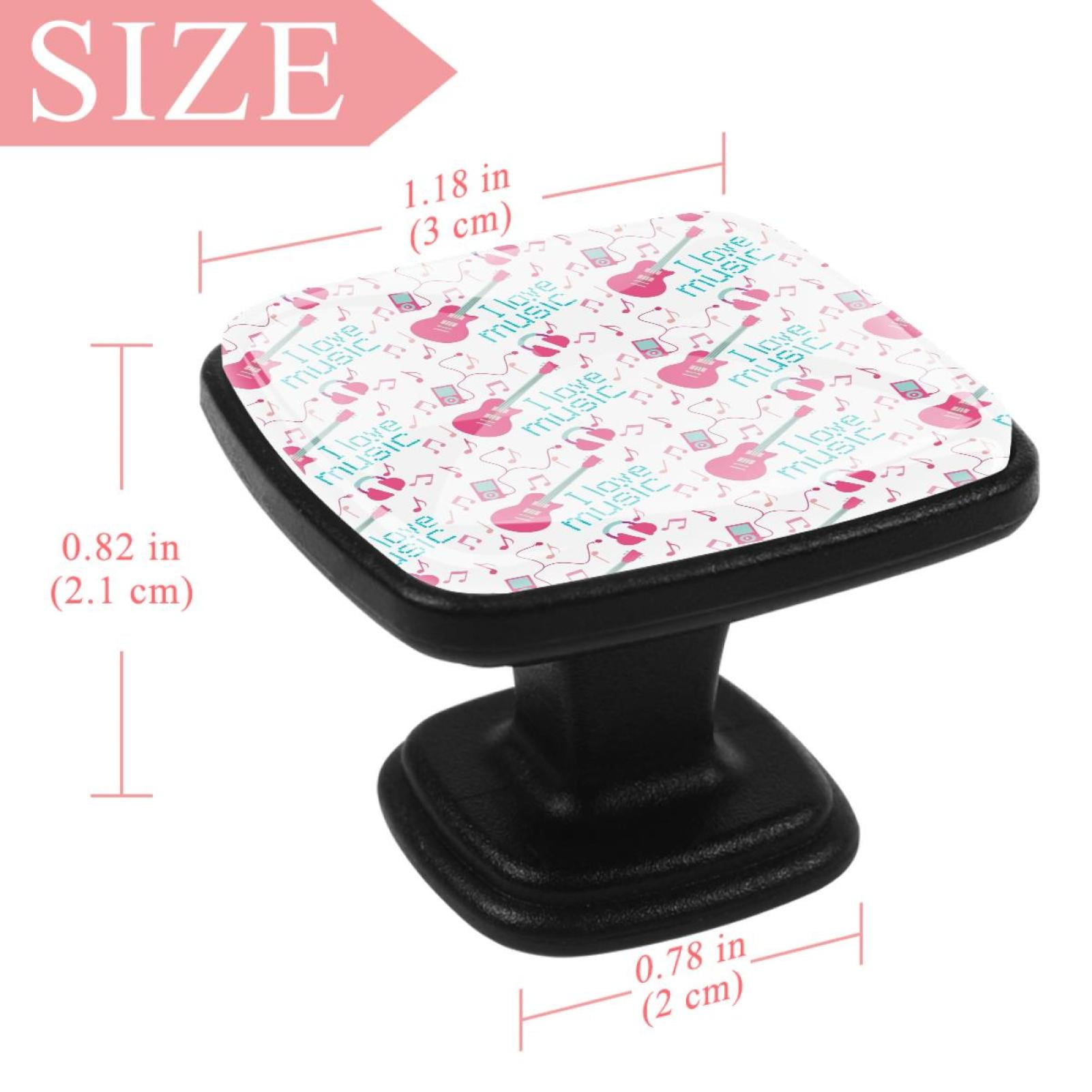 4 Pcs Square Cabinet Handle Cupboard Knob Drawer Pulls Handle I Love Music Guitar Drawer Knobs with Screws Furniture Decoration