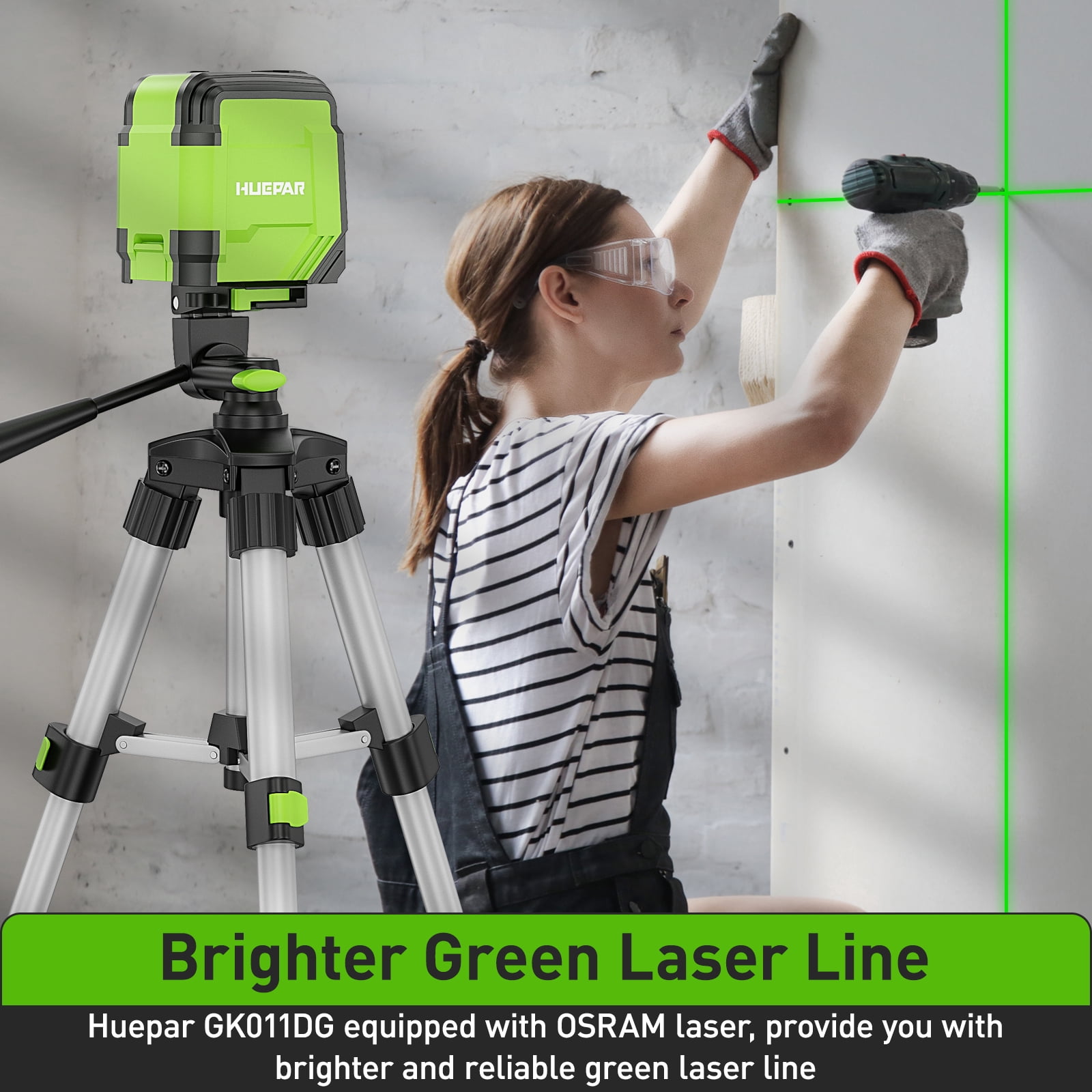 Self-leveling Laser Level, Green Cross Line Laser Level Tools for Home DIY Picture Hanging with 360° Magnetic Bracket and Carrying Bag