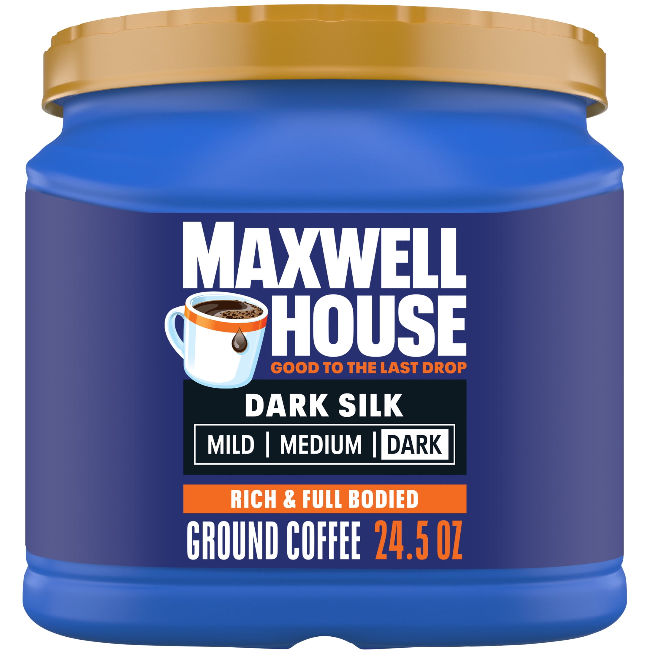 (6 pack) Maxwell House Dark Silk Dark Roast Ground Coffee, 24.5 oz Canister