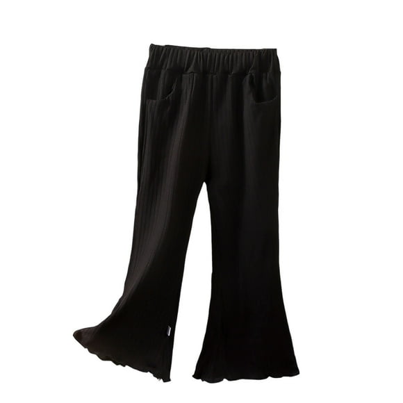 SGMVNU Girls Flared Pants Toddler Kids Casual Summer Outdoor Play Soft Breathable Comfortable Stretchy Elastic Waist Lightweight Gifts for Girls(Size 3-4 Years,Black)