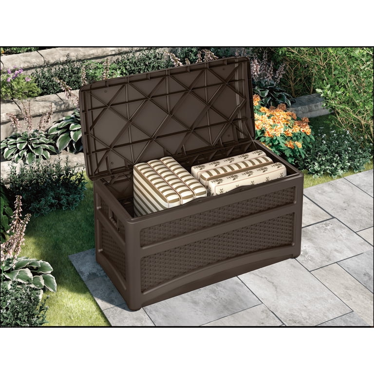 Suncast 73 Gallon Outdoor Deck Storage Box, Java photo 5