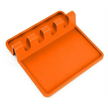 Silicone Utensil Rest with Drip Pad for Multiple Utensils, Heat-Resistant, BPA-Free Spoon Rest & Spoon Holder for Stove Top, Kitchen Utensil Holder for Spoons, Ladles, Tongs & More - by Zulay (Orange)