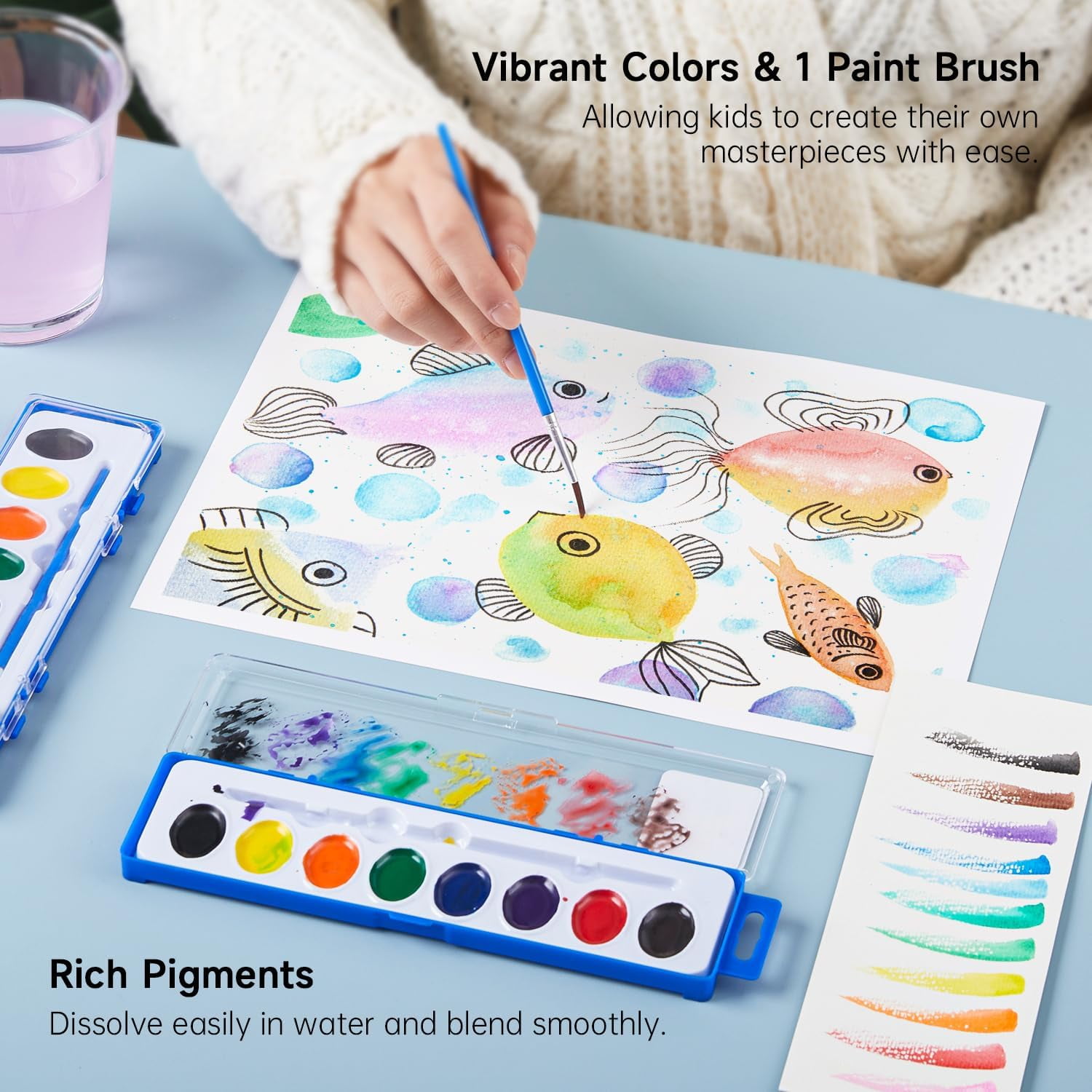 8 Colors Watercolor Paint Set Bulk, Pack of 40, Shuttle Art Watercolor Paint Set with Paint Brushes for Kids and Adults