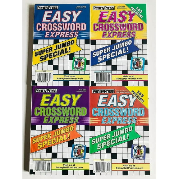 Lot of 4 of The Penny Press Easy Crossword Express Puzzles Special Issue Super Jumbo Books