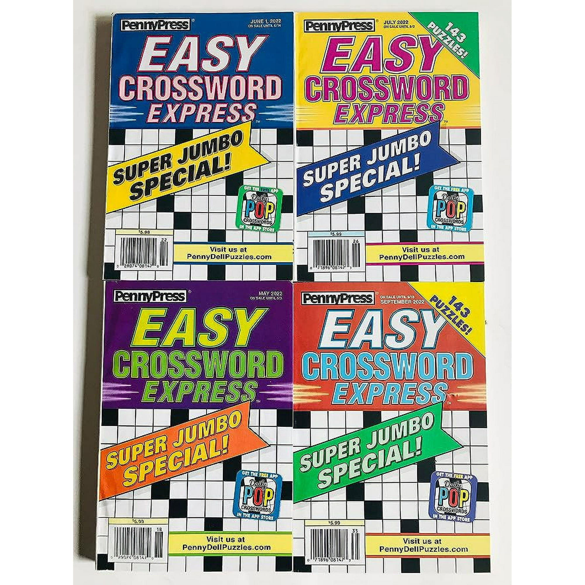 Lot of 4 of The Penny Press Easy Crossword Express Puzzles Special Issue Super Jumbo Books