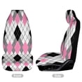 thumbnail image 2 of Pink And Black Argyle Pattern Car Seat Covers Front Seats Universal Fit for Cars SUV Truck Auto Interior Accessories, 2 of 3