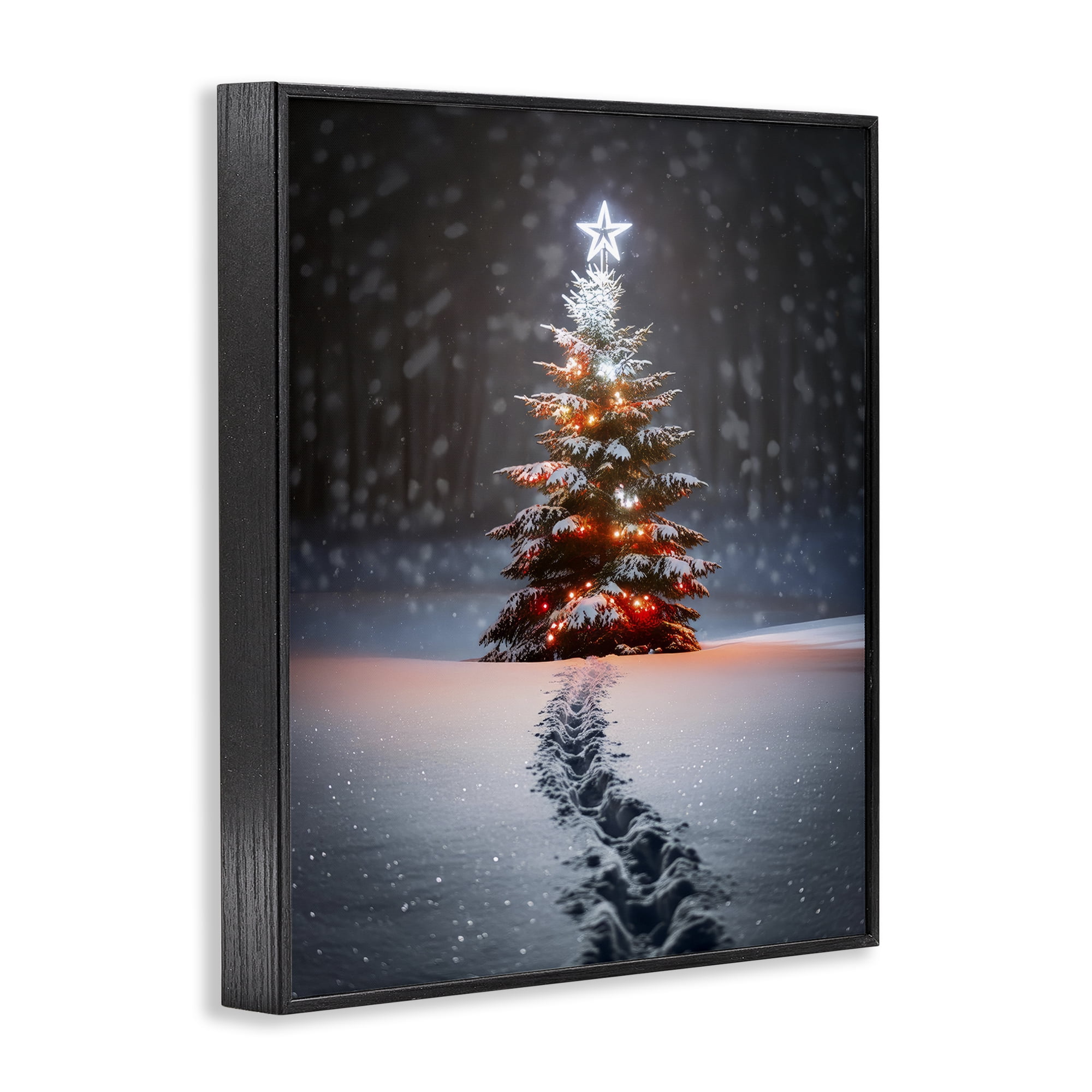 Stupell Industries Magic Moments Holiday Tree Holiday Photography Black Framed Art Prints Wall Art, 16 x 20