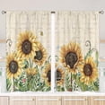 thumbnail image 2 of Rustic Sunflower Curtains, Yellow Floral Curtains for Farmhouse Kitchen, Country Fall Retro Plant Butterfly Decor - 27.5Wx39H Inch Rod Pocket 2 Panels Small Window Treatment Set, 2 of 4