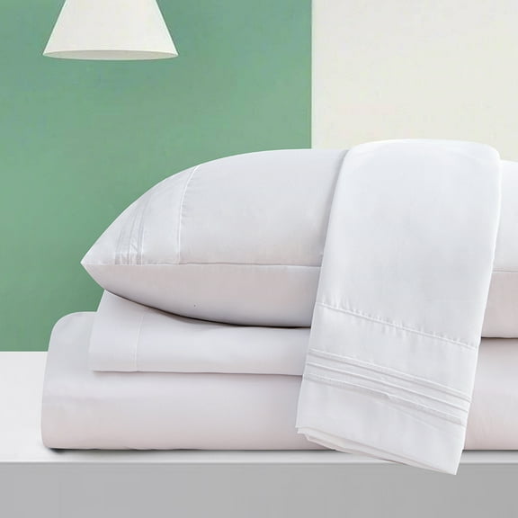 Dream Sleep Rayon Made from Bamboo Bed Sheets Set-Ultra Soft Sheets-Deep Pockets 16"-Wrinkle Resistant-4 Pieces, Queen White