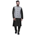thumbnail image 1 of Atasi Solid Kurta Pajama & Printed Nehru Jacket Set For Mens Party Wear, 1 of 3