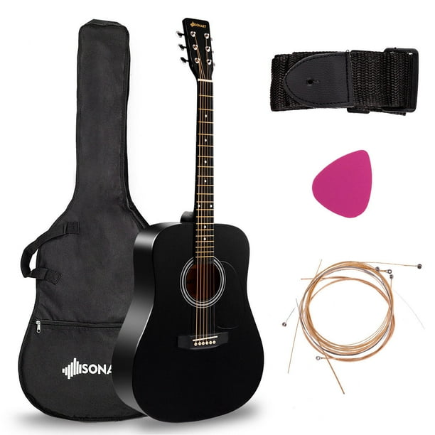 Costway Sonart 41" Acoustic Folk Guitar 6 String w/Case Strap Pick Strings for Beginners