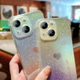 thumbnail image 6 of Compatible with iPhone 15 6.1" Gradient Bling Glitter Clear Case, Cute Heart Laser Holographic Case with Camera Lens Cover Protect Soft Shockproof Phone Cover for Women Girls (Pink Heart), 6 of 10