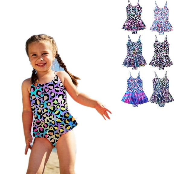 Esho Girls One-Piece Swimsuits, Little Girls Bikini Bathing Suit, Teenage Girls Swimwear Beach Wear, Size 4-12T