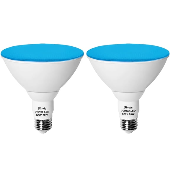 Sinvic 2 Pack Dimmable Blue PAR38 LED Bulb 15W 150W Equiv 700LM 120V E26 Outdoor Flood Light