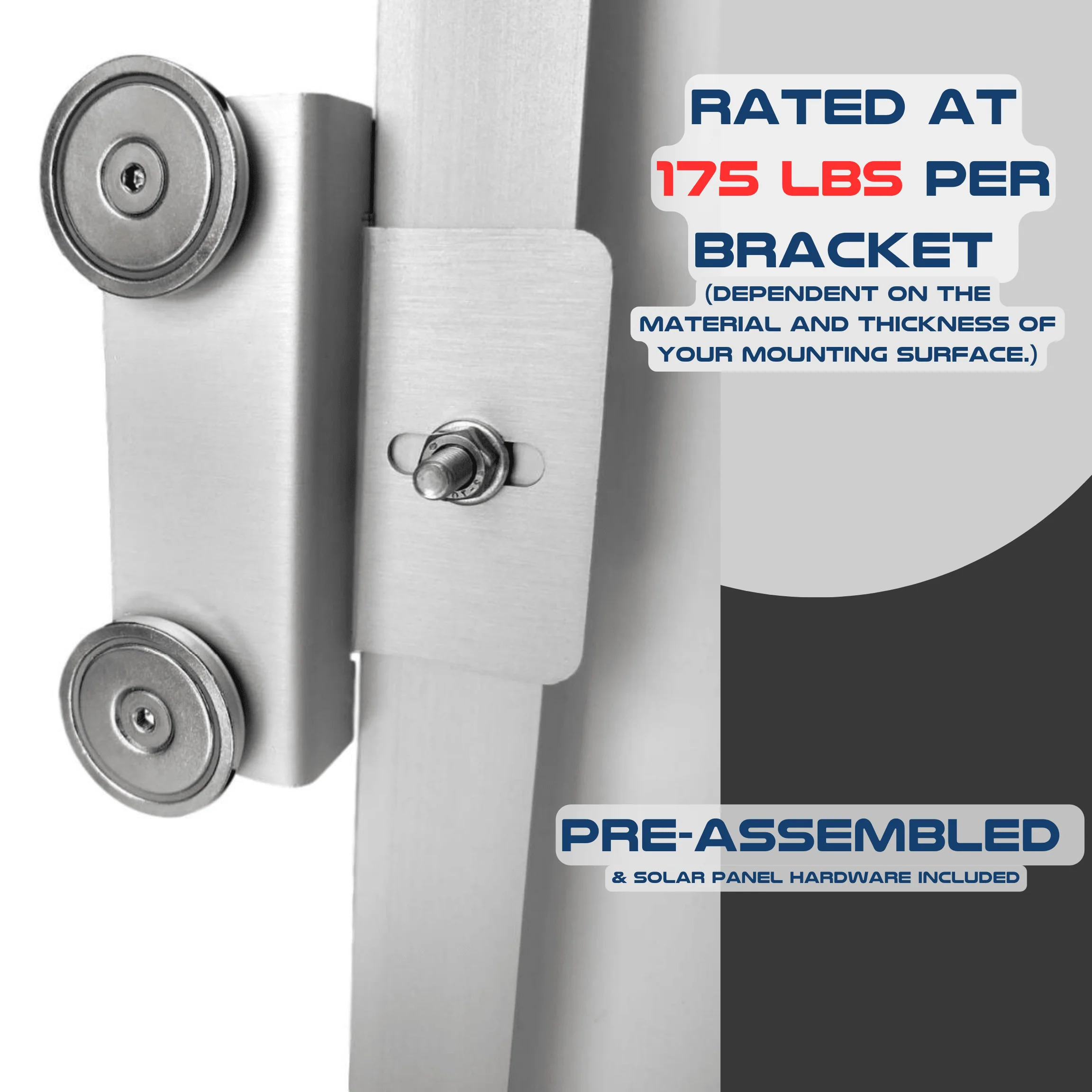 Magnetic Solar Panel Mount Bracket, 700 lbs, for sheds, roofs, boats, cars, trucks, trailers