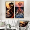 thumbnail image 1 of Designart "Sunset Silence Lone Tree in Stunning View II" Landscape Trees Framed Wall Art Set Of 2 - Traditional Red Framed Wall Art Set Of 2, 1 of 6