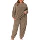 thumbnail image 1 of Conjuntos de pijama de forro polar de talla grande para mujeres Agnes Orinda, pijamas suaves de manga larga, ropa de casa esponjosa, loungewear 3X Café, 1 of 5
