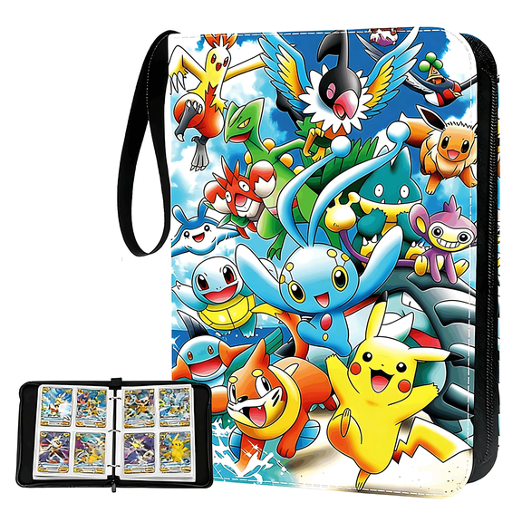 PTCG Trading Card Binder 4 Pocket,Card Binder 400 Pockets Card Book Holder Cards with 50 Removable Sleeves, Zip Design MTG/TCG/Sport Collectible Trading Card Albums Gifts for Boys and Girls