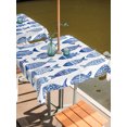 thumbnail image 2 of Outdoor Tablecloths with Umbrella Hole & Zipper, Blue Fish Scale 60x60 Inch Square Tablecloths, Coastal Nautical Undersea Cute Sketch Waterproof Table Cloth, Patio/Pool/Picnic Table Covers, 2 of 8