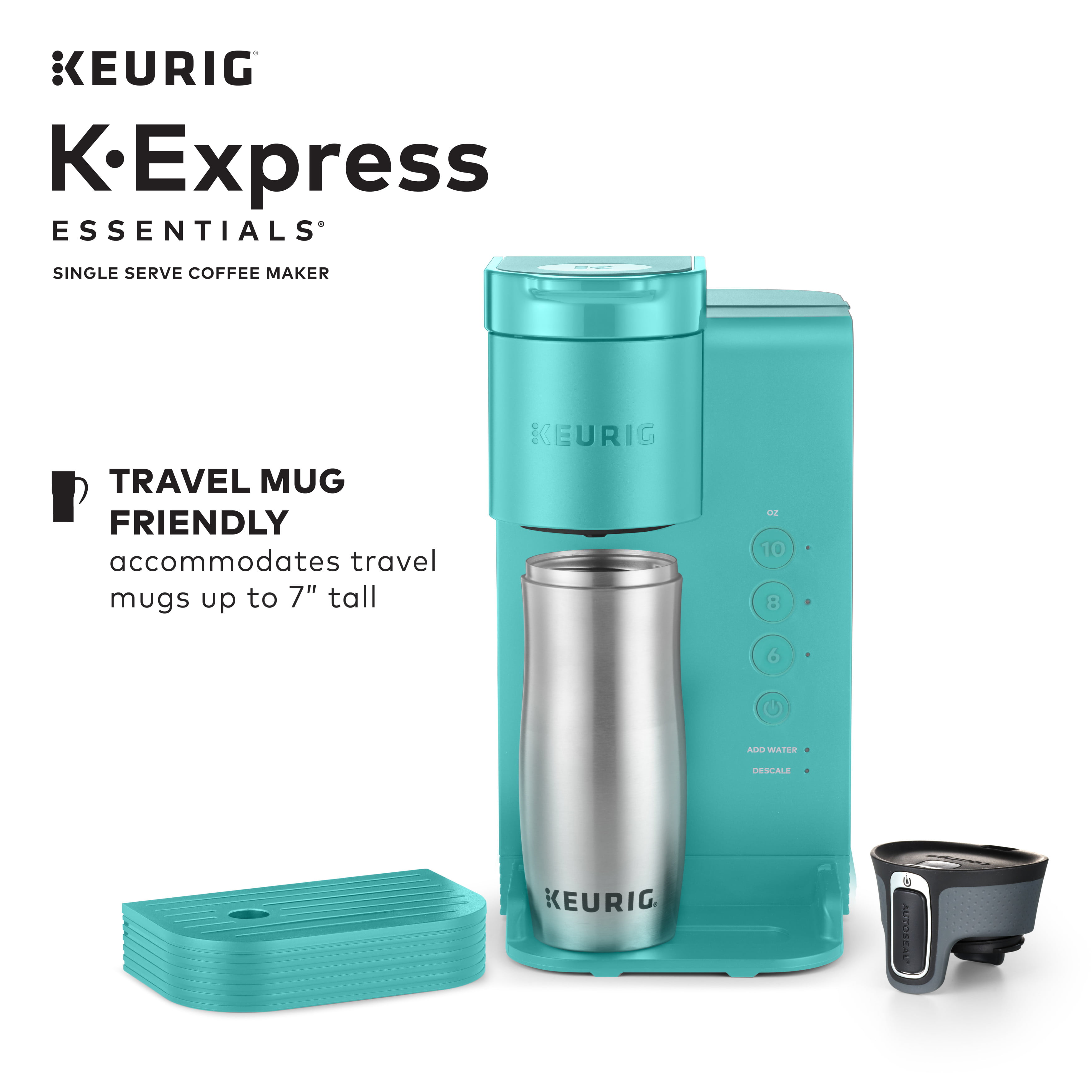 Keurig K-Compact Single-Serve K-Cup Pod Coffee Maker (Turquoise) Bundle  with Acrylic 15-Capsules Coffee Pod Organizer for K-Cup (2 Items)＿並行輸入｜ コーヒーメーカー