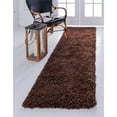 thumbnail image 2 of Unique Loom Solo Solid Shag Collection Area Modern Plush Rug Lush & Soft, 2' 6 x 13' 0, Chocolate Brown, 2 of 2