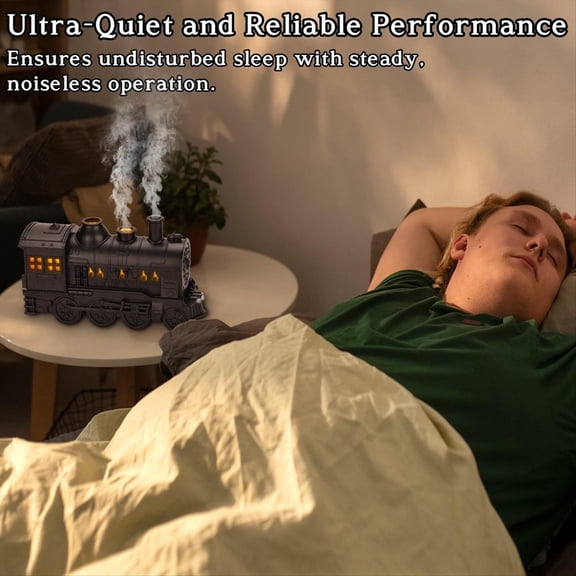 USB Humidifier 300ml Train Shaped Essential Oil Diffuser with Quiet Cool Mist 2 Lighting & Modes Aromatherapy A