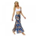thumbnail image 4 of Women's Wide Leg Palazzo Pants Summer Loose Casual Beach Boho Floral Printed Bohemian Belted Pants Trousers for Women Summer, 4 of 7