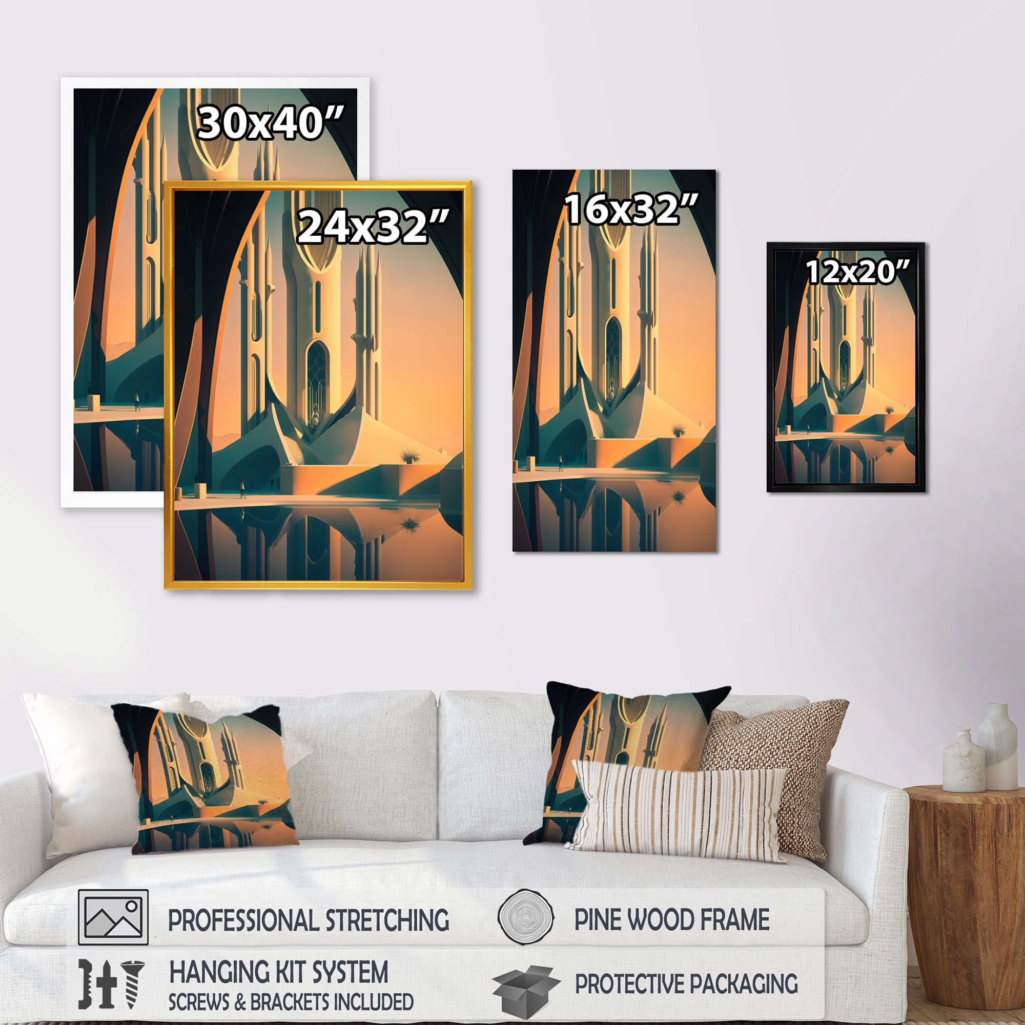 Designart Architectural Futuristic Building III Canvas Wall Art