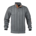 thumbnail image 5 of Gamivast Men's Button Neck Pullover Sweater Soft Cable Knit Long Sleeve Mock Neck Top with Elbow Patches Ribbed Cuffs Regular Fit for Casual Work Travel Fall and Winter Dark Gray S, 5 of 5