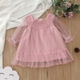 thumbnail image 2 of Sngxgn Girls Dress Short Sleeve Solid Color A-Line Tiered Swing Dress(Pink,90), 2 of 9