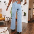 thumbnail image 5 of Clothes For Woman High Waist Wide Leg Jeans For Women Casual Loose Fit Denim Pants With Front Patch Pockets And Button Closure Pantalones De Mujer, 5 of 5